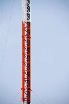 Communication Tower on blue sky background Stock Photos