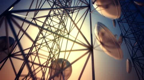 Communication tower, Broadcasting, telecommunication, wireless antenna, cell. Stock Footage