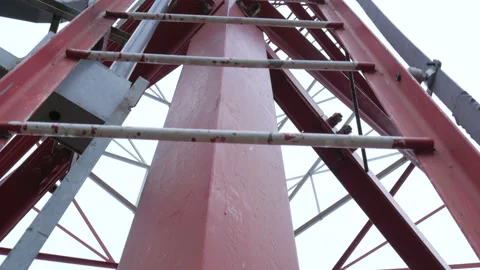 Communication tower broadcasting telecommunication wireless antena microwaves Stock Footage 95078552