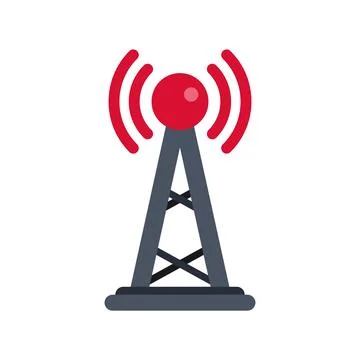Communication tower broadcasting wireless signal waves icon Stock Illustration