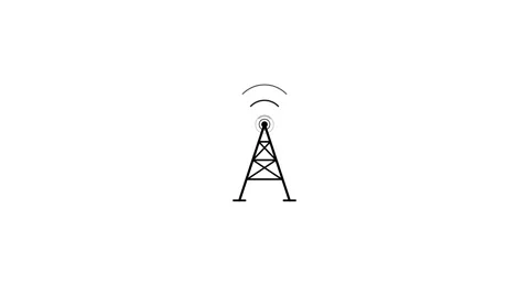 Communication tower emitting wireless signal waves on white background. 4K Video stock 341694898