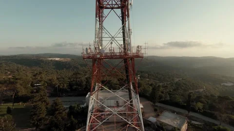 Communication Tower in the Forest Aerial Video stock 200775867