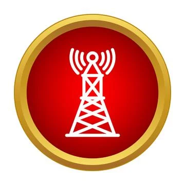 Communication tower icon sending wireless signal waves Stock Illustration