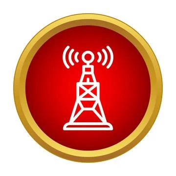 Communication tower icon sending wireless network signals Stock Illustration
