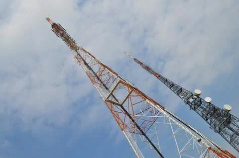 Communication tower mast Stock Photos