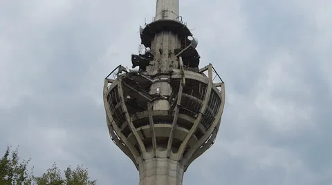 Communication Tower. Ruined Tower, Time-Lapse clouds Background Video stock 53876539
