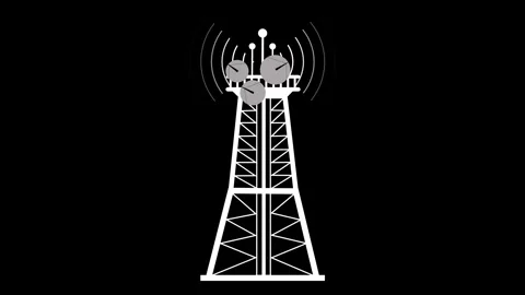 Communication Tower with Satellite Dishes Animated, Technology Animation An.. Vidéo 310555322