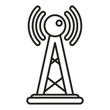 Communication tower sending and receiving wireless network symbols Stock Illustration