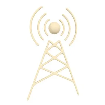 Communication tower with signal waves isolated on white background Stock Illustration