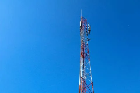 Communication tower. Telco Trellis for 3G 4G 5G Apocalypse Internet Communi.. Stock Photos