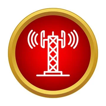 Communication tower transmitting network data signal icon Stock Illustration