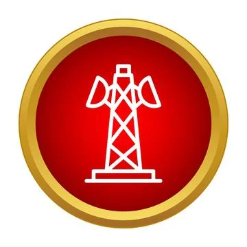Communication tower transmitting network signal line icon Stock Illustration