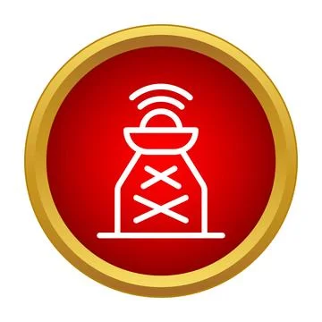 Communication tower transmitting signal as flat line icon Stock Illustration