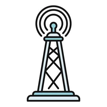 Communication tower transmitting signals concept icon illustration Stock Illustration
