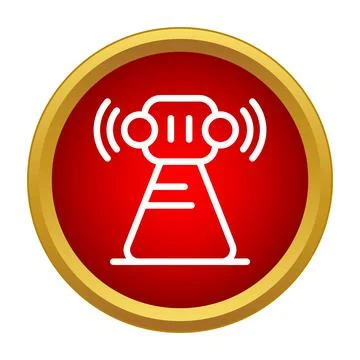 Communication tower transmitting wireless signal broadcast icon Stock-Illustration