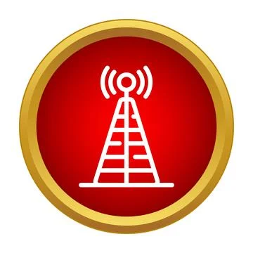 Communication tower transmitting wireless signal icon concept Stock Illustration