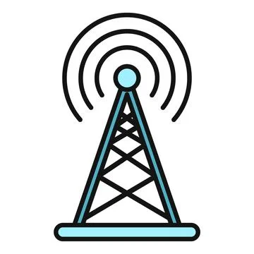 Communication tower transmitting wireless signal vector icon Stock Illustration