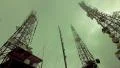 Communication towers site extreme weather fog mist HD Footage