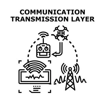 Communication transmission layer connecting digital devices and networks イラスト素材