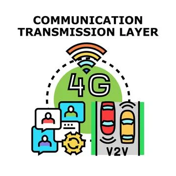 Communication transmission layer technology v2v wireless network Stock Illustration