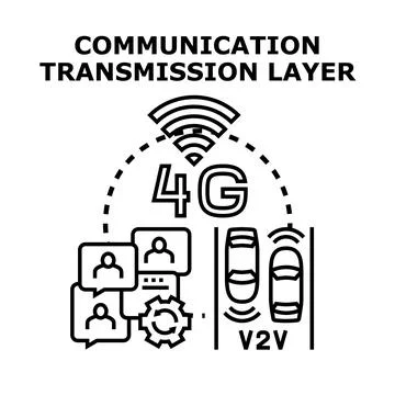 Communication transmission layer technology v2v wireless network Stock Illustration