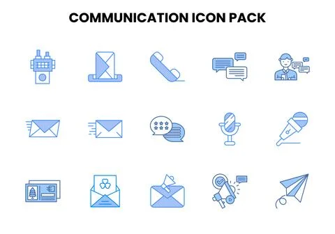 Communication Two Colour Graphics Icons Pack Stock Illustration