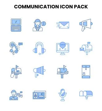 Communication Two Colour Icons Pack Ilustración de archivo