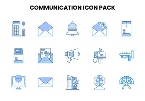 Communication Two Colour UI Icons Pack Stock Illustration