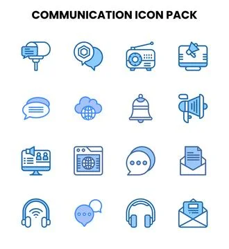 Communication Two Colour Vector Icons Pack Stock Illustration