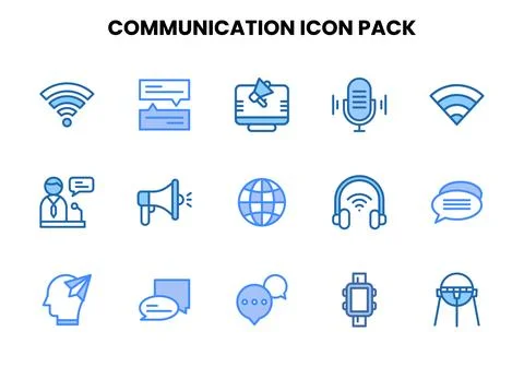 Communication Two Colour Vector Icons Pack Stockillustratie