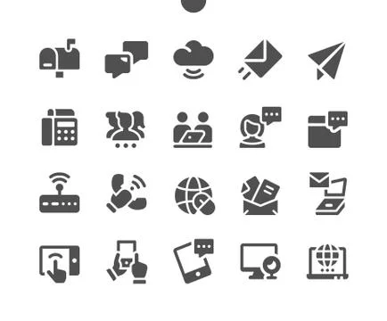 Communication UI Pixel Perfect Well-crafted Vector Solid Icons イラスト素材