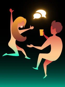 Communication. Vector composition in gradient style. Concept art Stock Illustration