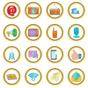Communication vector set, cartoon style Illustrazione stock