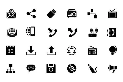 Communication Vector Solid Icons Stock Illustration