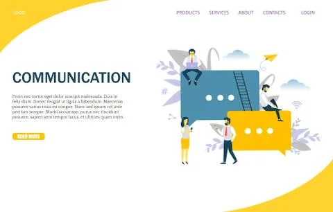 Communication vector website landing page design template Stock Illustration