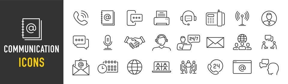 Communication web icon in line style. Chat, speech bubble, talking, point, .. Stock Illustration
