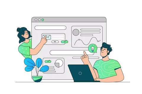 Communication via website or messenger Stock Illustration