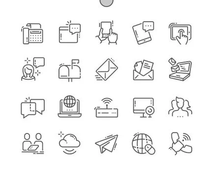 Communication Well-crafted Pixel Perfect Vector Thin Line Icons 30 2x Grid for Stock Illustration