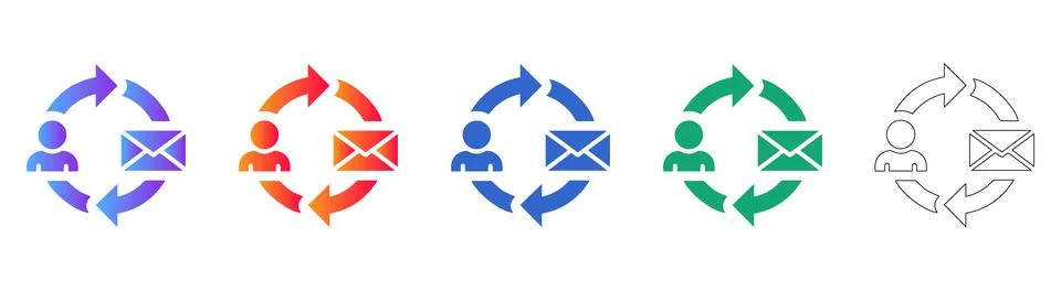Communication Workflow Loop Icon Set Stock Illustration