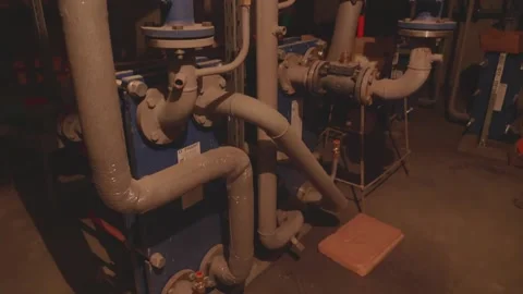 Communications in the basement of a high-rise building Stock Footage 132494516