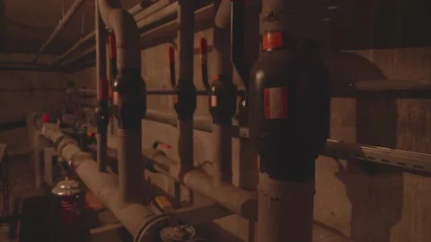 Communications in the basement of a high-rise building Stock Footage 132494550