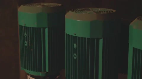 Communications in the basement of a high-rise building Stock Footage 132494597