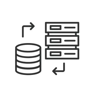 Communications between servers, icon in line design. Servers, communication Stock Illustration