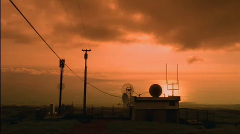 Communications Building at Sunset HD Stock Footage 523806