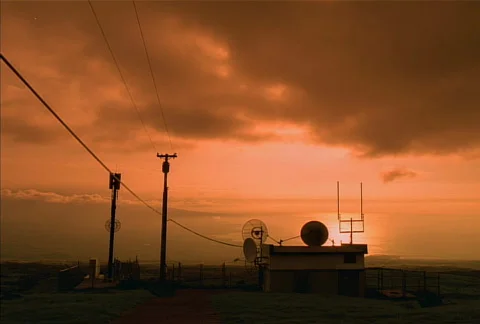 Communications Building at Sunset NTSC Stock Footage 523803