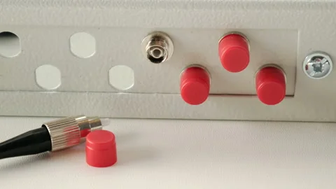 The communications engineer connects to the network server Stock Footage 91048349