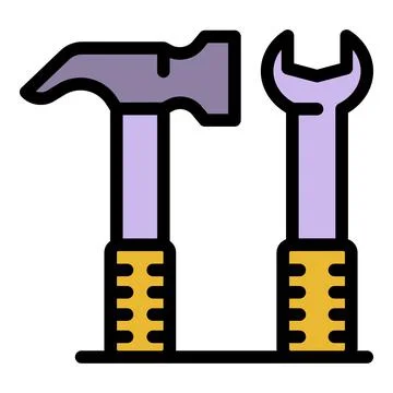 Communications engineer hammer key icon color outline vector Stock Illustration