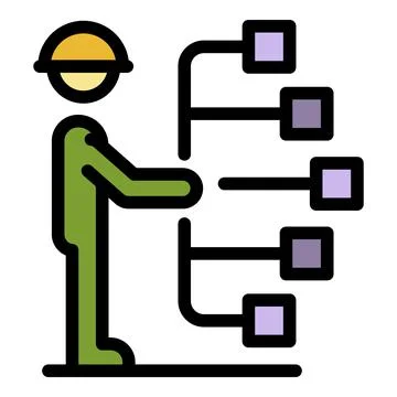 Communications engineer scheme icon color outline vector 库存插图