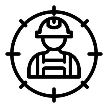Communications engineer target icon, outline style Illustrazione stock