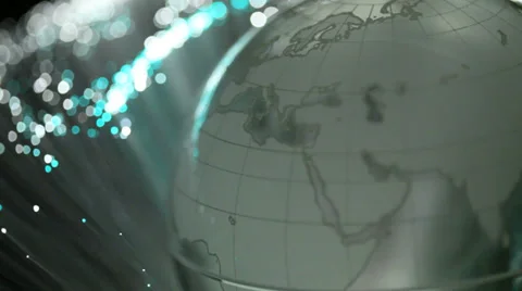 Communications fiber optics and globe Stock Footage 34347795